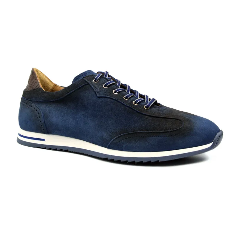 66-200-NVY COSTA Italian Burnished Suede Sneaker, Navy