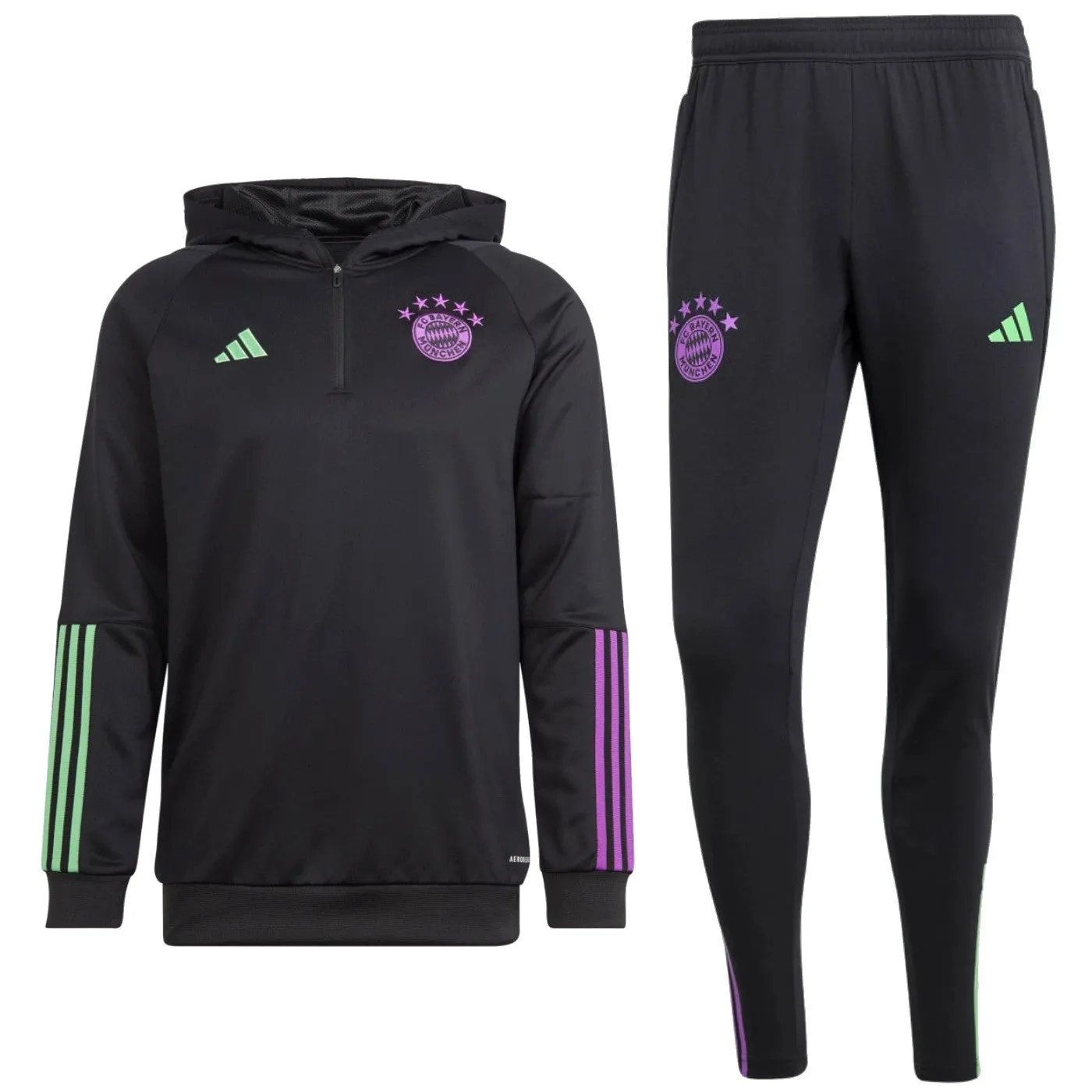 Bayern Munich black hooded training technical tracksuit 2023/24 - Adidas