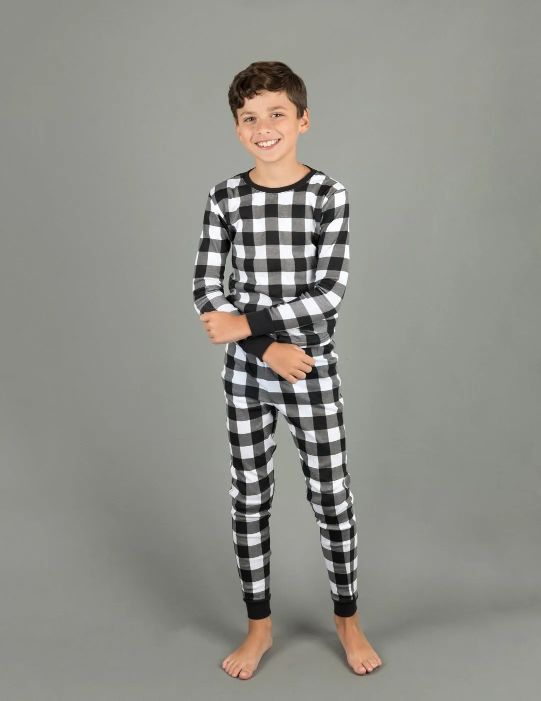 Black & White Plaid Matching Family Pajama Set