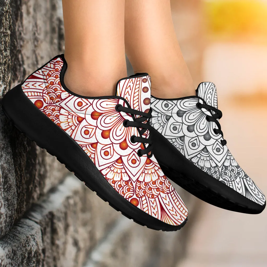 Black Red Mandala Sport Sneakers