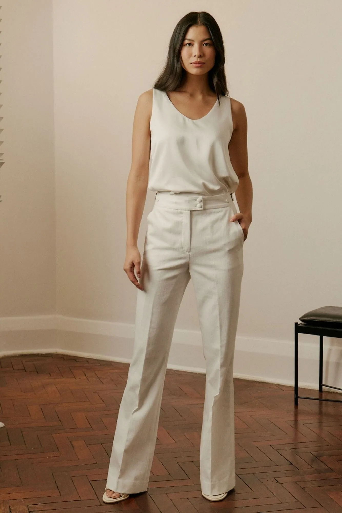 Laura Pant - White Denim Cashmere