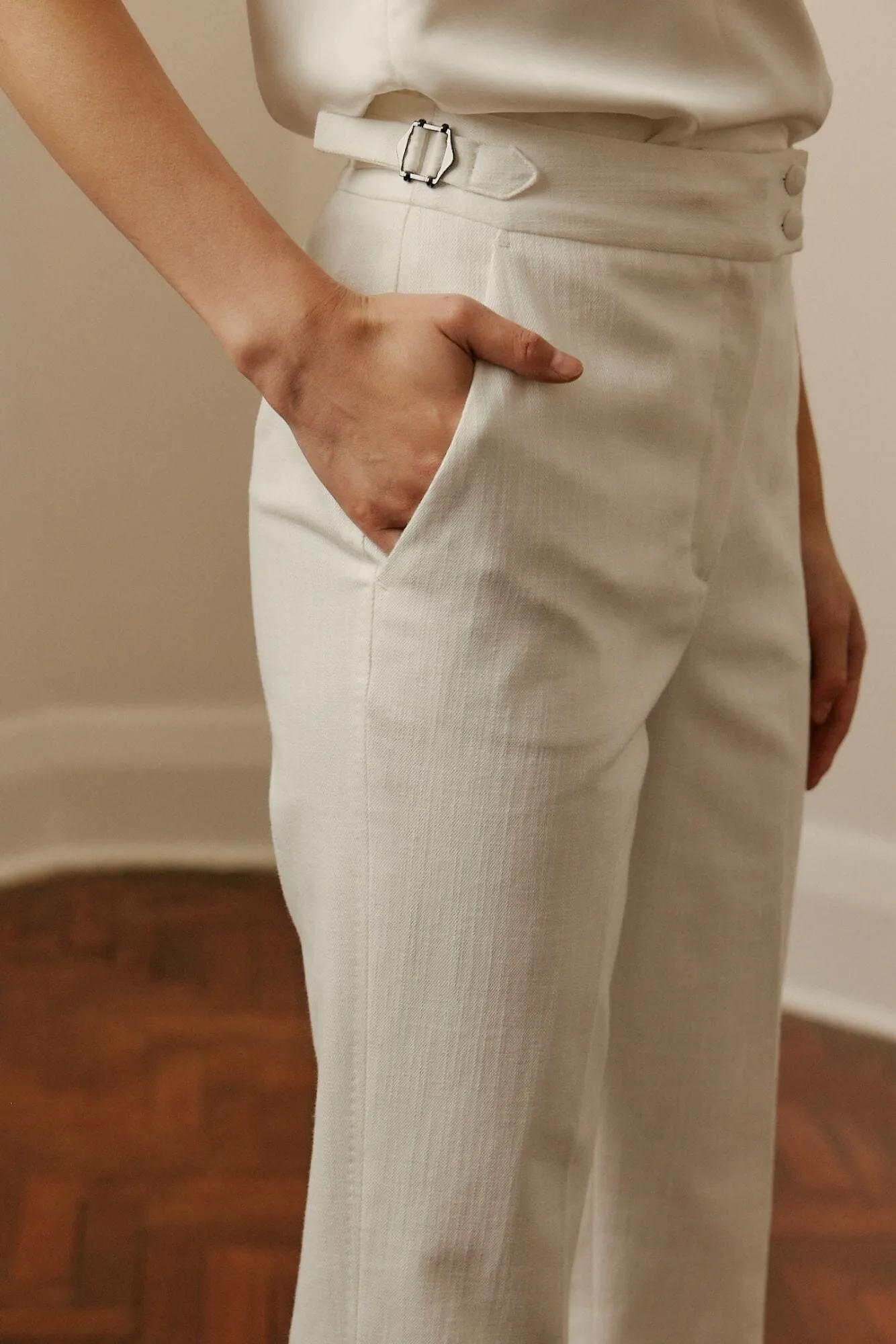 Laura Pant - White Denim Cashmere