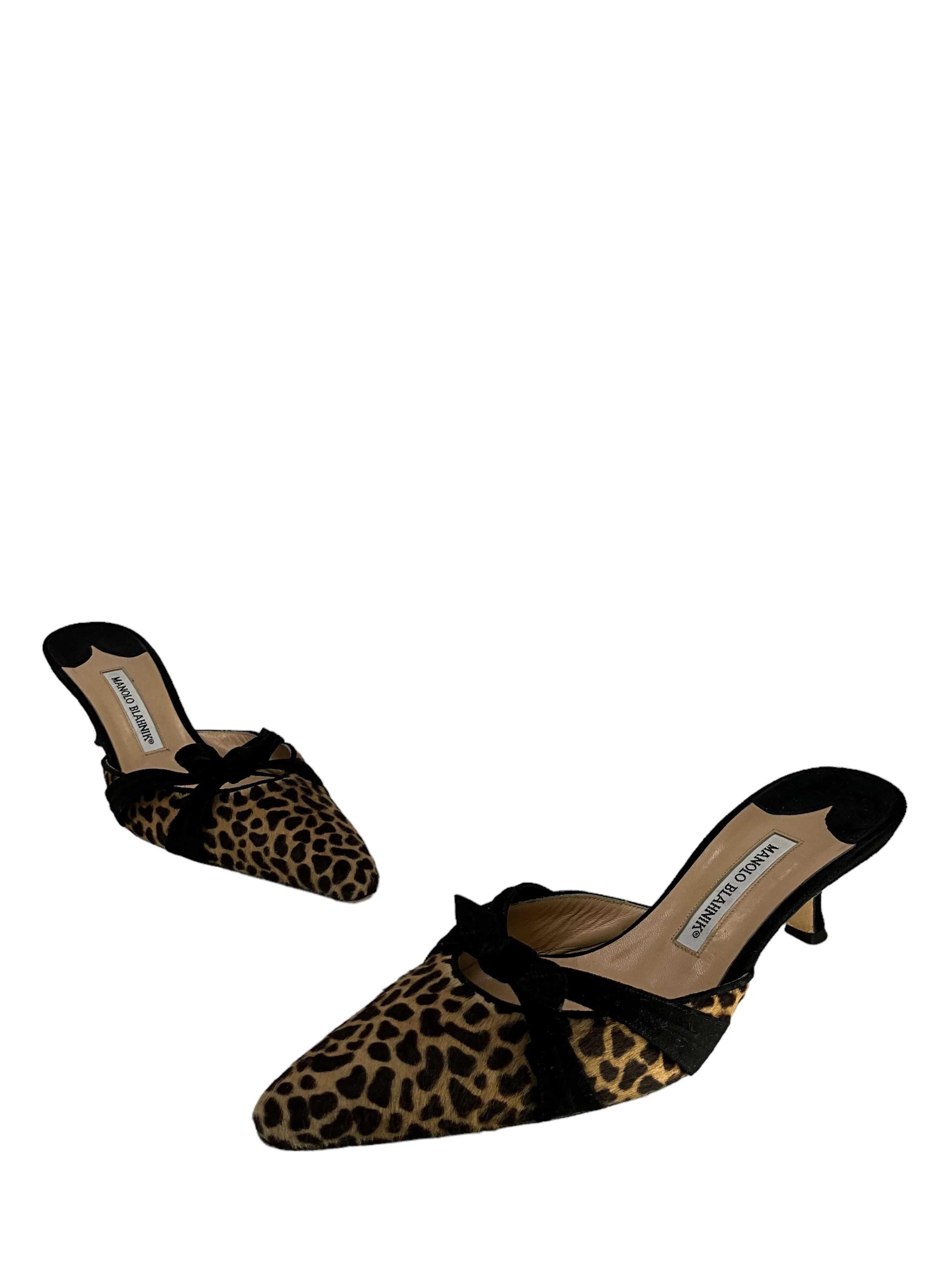 Manolo Blahnik Cheetah Ponyhair Mules Size 11