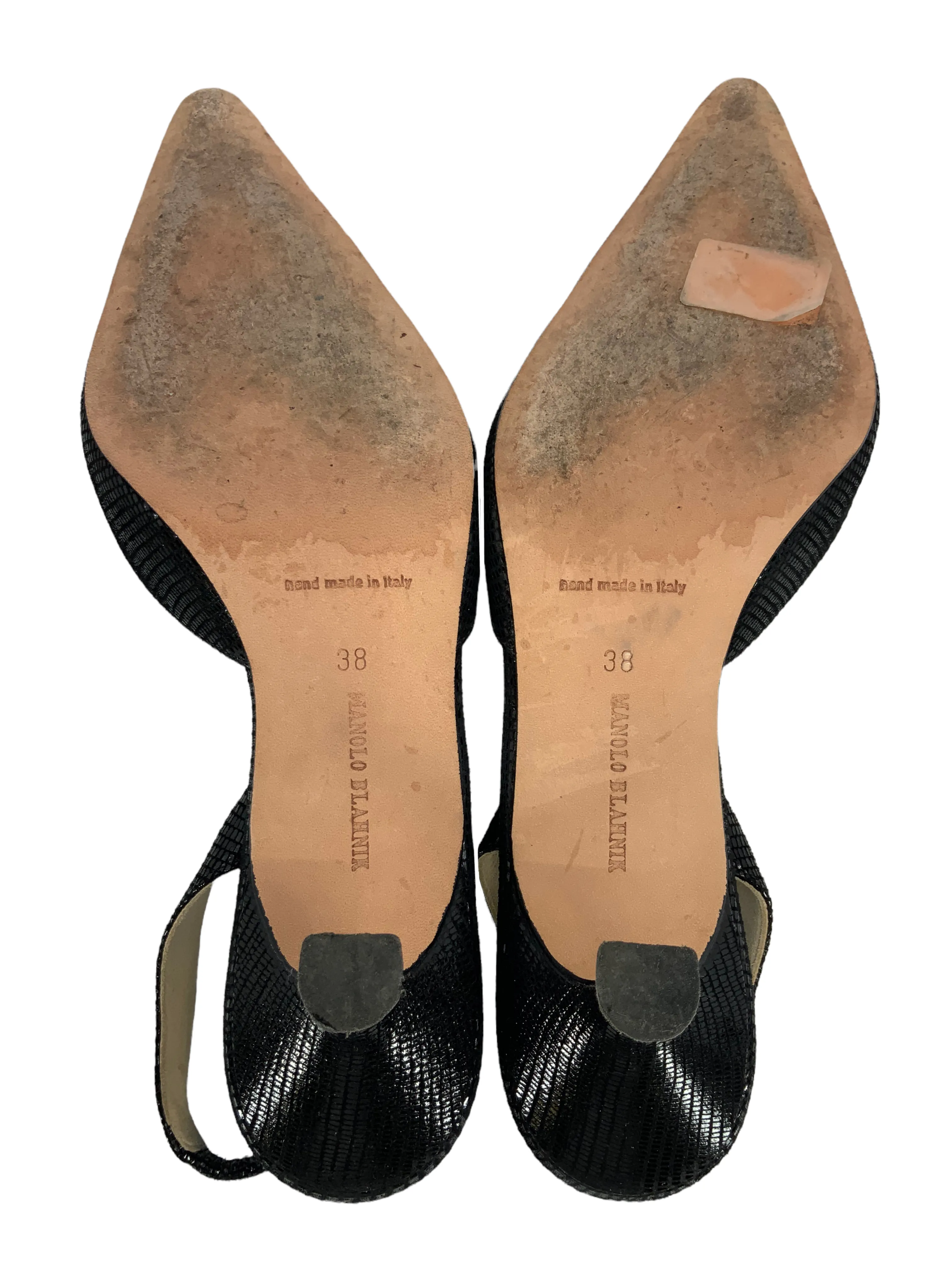 Manolo Blahnik Textured Suede Carolyne Slingbacks Size 8