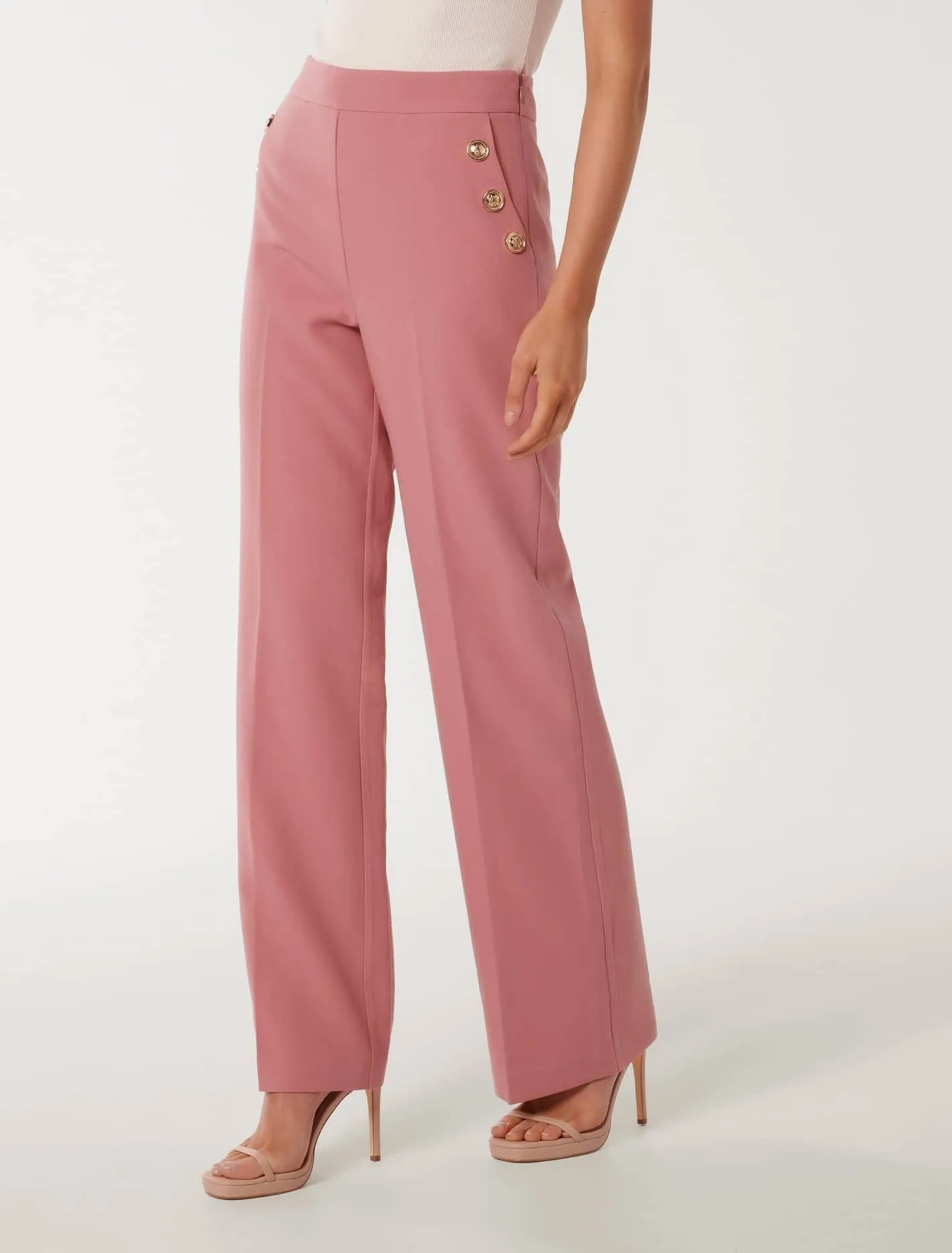 Megan Button Wide Leg Pants