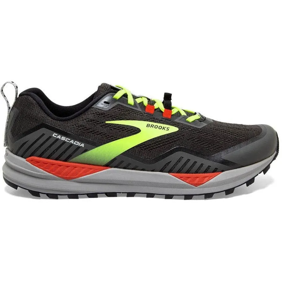 Men's Brooks Cascadia 15, Black/Raven/Cherry Tomato, 10 D Medium