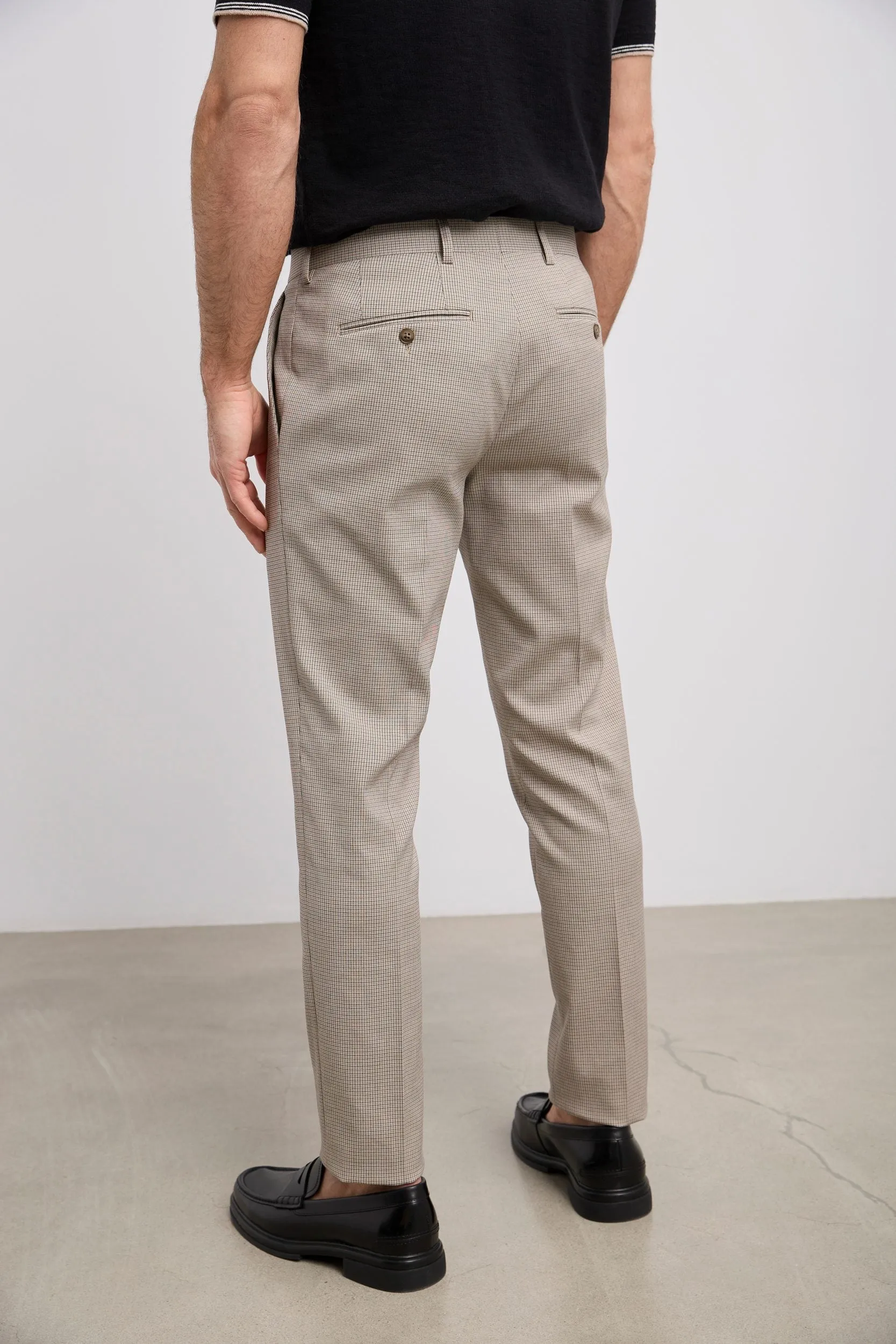 Micro check slim fit pants