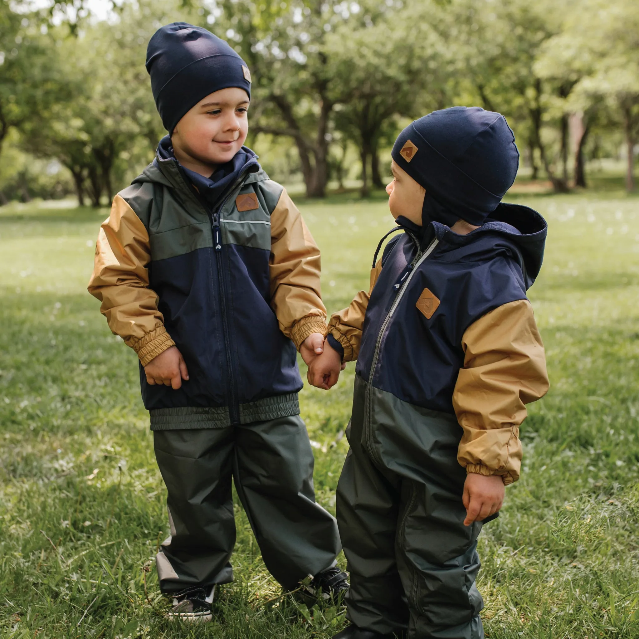 Mid-season boy two piece - Mustard, navy & army green